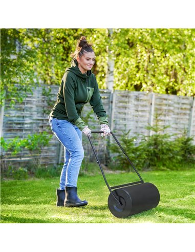 DURHAND Heavy Duty Garden Lawn Roller Push Tow Water Sand Filled 46L Equipment Manual Push Rolling Drum