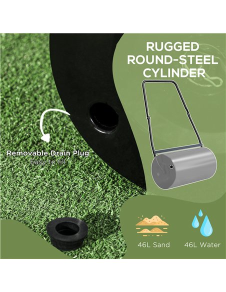 DURHAND Heavy Duty Garden Lawn Roller Push Tow Water Sand Filled 46L Equipment Manual Push Rolling Drum - pic 133988 | FastDaddyshop