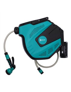 DURHAND 15m Garden Auto Hose Reel Wall Mounted Retractable 7 Patterns Spray Nozzle