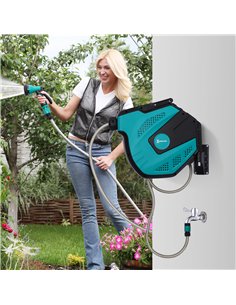 DURHAND 15m Garden Auto Hose Reel Wall Mounted Retractable 7 Patterns Spray Nozzle 2