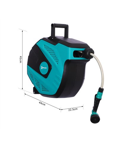 DURHAND 15m Garden Auto Hose Reel Wall Mounted Retractable 7 Patterns Spray Nozzle
