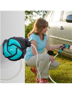 DURHAND 10m Garden Auto Hose Reel Wall Mounted Retractable 7 Patterns Spray Nozzle 2