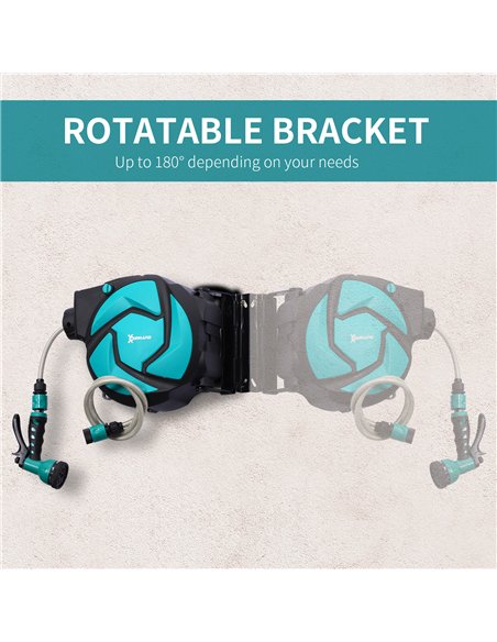 DURHAND 10m Garden Auto Hose Reel Wall Mounted Retractable 7 Patterns Spray Nozzle - pic 134008 | FastDaddyshop