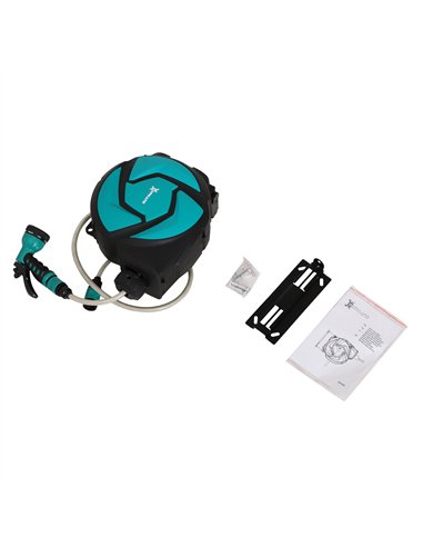 DURHAND 10m Garden Auto Hose Reel Wall Mounted Retractable 7 Patterns Spray Nozzle