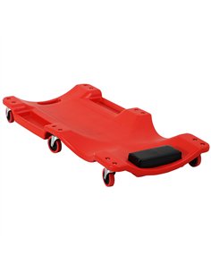 DURHAND Mechanic Vehicle Creeper Under Car Repair Padded Headrest Rolling Moulded Workshop Garage Assistance with Tool Tray, Red