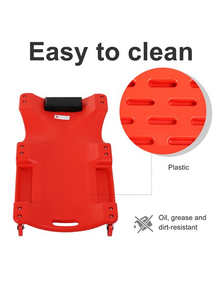 DURHAND Mechanic Vehicle Creeper Under Car Repair Padded Headrest Rolling Moulded Workshop Garage Assistance with Tool Tray, Red - pic 134015 | FastDaddyshop