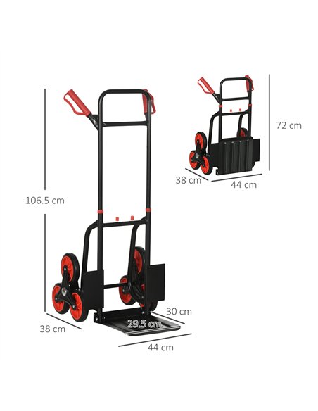 DURHAND Steel Climbing Stairs Trolley Hand Trucks 6-Wheels Foldable Load Cart 120kg - pic 134023 | FastDaddyshop