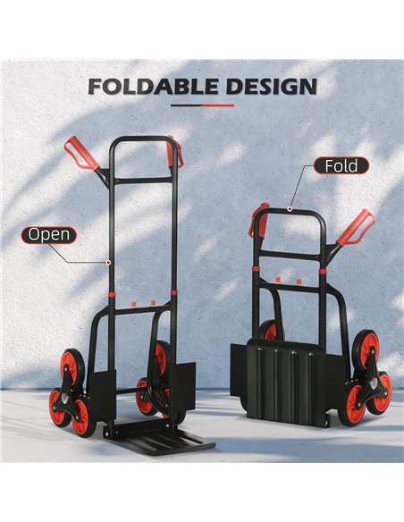 DURHAND Steel Climbing Stairs Trolley Hand Trucks 6-Wheels Foldable Load Cart 120kg - pic 134024 | FastDaddyshop