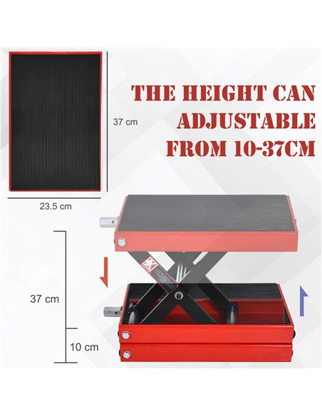 DURHAND 500KG Motorcycle Lift Scissor Jack, Height Adjustable Motorbike Stand with Anti-Slip Wide Deck, Heavy Duty Steel Motorbi - pic 134034 | FastDaddyshop