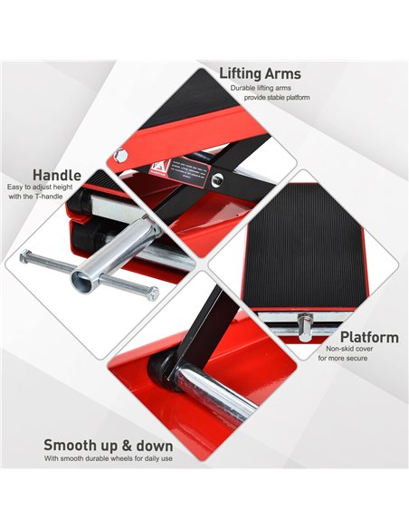 DURHAND 500KG Motorcycle Lift Scissor Jack, Height Adjustable Motorbike Stand with Anti-Slip Wide Deck, Heavy Duty Steel Motorbi - pic 134035 | FastDaddyshop