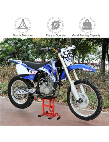 DURHAND 150KG Steel Motorbike Jack Lift Rubber Platform Crank Lift Manual Repair Clean Hoist Table Assist Off-Road Dirt Bike Sta
