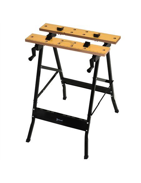 DURHAND 4-in-1 Work Bench, Saw Horse Folding Clamp Table w/ 4 Adjustable Clamping Pegs for DIY Home Garage, Black - pic 134057 | FastDaddyshop