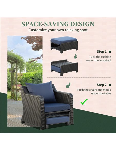 Outsunny 2 Seater Outdoor Rattan Garden Furniture Sofa Set w/ Storage Function Side Table & Ottoman, Deep Coffee - pic 13406 | FastDaddyshop