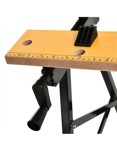 DURHAND 4-in-1 Work Bench, Saw Horse Folding Clamp Table w/ 4 Adjustable Clamping Pegs for DIY Home Garage, Black