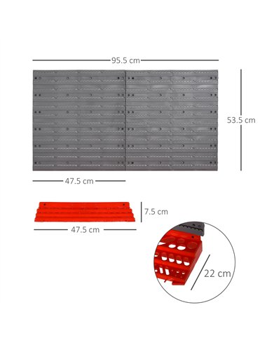 DURHAND 54 Pcs On-Wall Tool Equipment Holding Pegboard Home DIY Garage Organiser DIY w/ 50 Pegs 2 Shelves