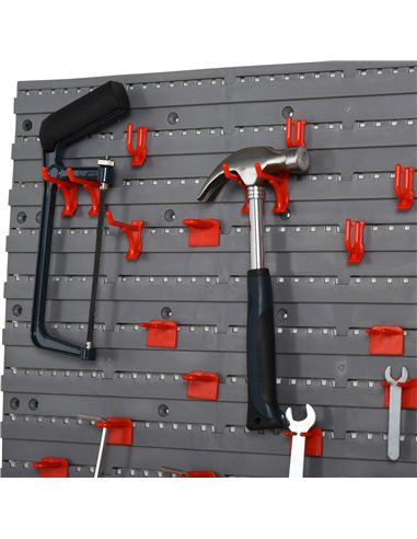 DURHAND 54 Pcs On-Wall Tool Equipment Holding Pegboard Home DIY Garage Organiser DIY w/ 50 Pegs 2 Shelves