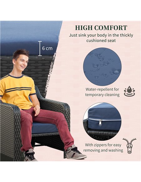 Outsunny 2 Seater Outdoor Rattan Garden Furniture Sofa Set w/ Storage Function Side Table & Ottoman, Deep Coffee - pic 13409 | FastDaddyshop