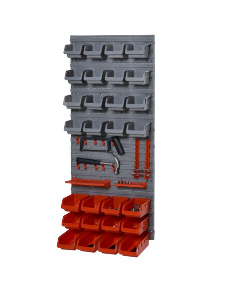 DURHAND 44 Piece Wall Mounted Tool Rack Organiser Storage Bins and Panel Set with Shelf Hook Screws Accessories Red - pic 134099 | FastDaddyshop