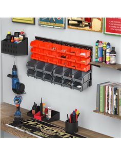 DURHAND 30 Cubbie On-Wall Storage Board Tool Screw Organiser Garage Workshop DIY Container w/ Screw Kit Tool Equipment Tidy 2