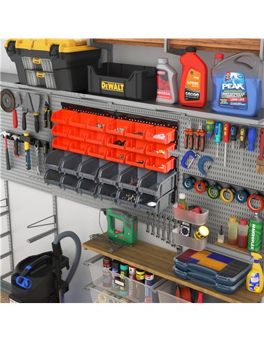 DURHAND 30 Cubbie On-Wall Storage Board Tool Screw Organiser Garage Workshop DIY Container w/ Screw Kit Tool Equipment Tidy