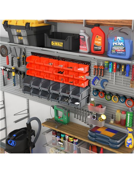 DURHAND 30 Cubbie On-Wall Storage Board Tool Screw Organiser Garage Workshop DIY Container w/ Screw Kit Tool Equipment Tidy - pic 134105 | FastDaddyshop