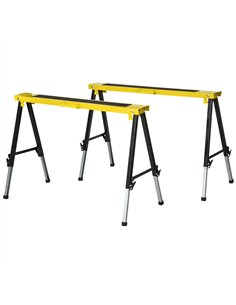 DURHAND 2PCS Saw Horse Twin Pack Folding Workbench Adjustable Metal Trestle Stands with Non-slip EVA Surface for Sawing Work Max