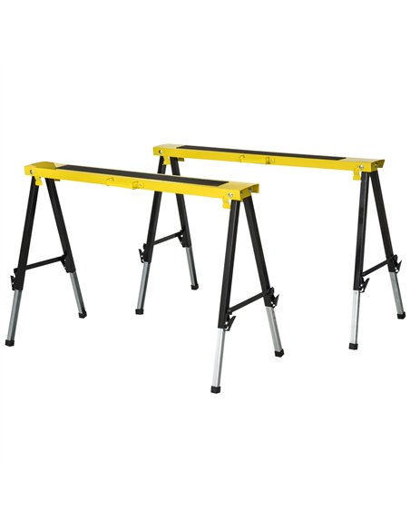 DURHAND 2PCS Saw Horse Twin Pack Folding Workbench Adjustable Metal Trestle Stands with Non-slip EVA Surface for Sawing Work Max - pic 134111 | FastDaddyshop