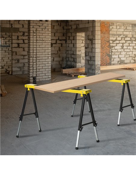 DURHAND 2PCS Saw Horse Twin Pack Folding Workbench Adjustable Metal Trestle Stands with Non-slip EVA Surface for Sawing Work Max - pic 134112 | FastDaddyshop