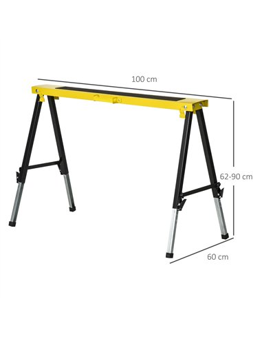 DURHAND 2PCS Saw Horse Twin Pack Folding Workbench Adjustable Metal Trestle Stands with Non-slip EVA Surface for Sawing Work Max