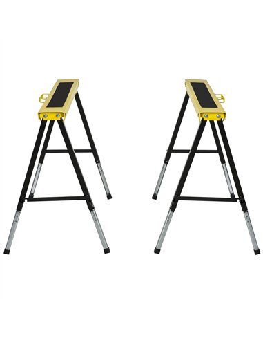 DURHAND 2PCS Saw Horse Twin Pack Folding Workbench Adjustable Metal Trestle Stands with Non-slip EVA Surface for Sawing Work Max