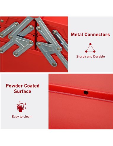 DURHAND Metal Tool Box 3 Tier 5 Tray Professional Portable Storage Cabinet Workshop Cantilever Toolbox with Carry Handle, 45cmx2