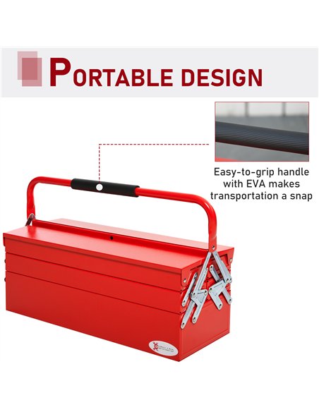 DURHAND Metal Tool Box 3 Tier 5 Tray Professional Portable Storage Cabinet Workshop Cantilever Toolbox with Carry Handle, 56cmx2 - pic 134132 | FastDaddyshop
