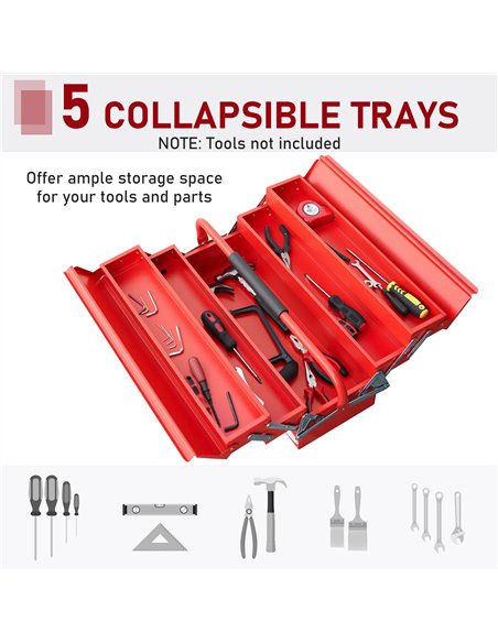 DURHAND Metal Tool Box 3 Tier 5 Tray Professional Portable Storage Cabinet Workshop Cantilever Toolbox with Carry Handle, 56cmx2 - pic 134133 | FastDaddyshop