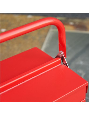 DURHAND Metal Tool Box 3 Tier 5 Tray Professional Portable Storage Cabinet Workshop Cantilever Toolbox with Carry Handle, 56cmx2
