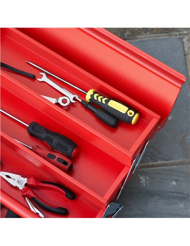 DURHAND Metal Tool Box 3 Tier 5 Tray Professional Portable Storage Cabinet Workshop Cantilever Toolbox with Carry Handle, 56cmx2