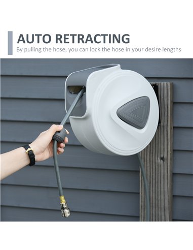 DURHAND Retractable Air Hose Reel 10m+ 90cm Hose Diameter 3/ 8" 9.5mm, Hose Connector 1/ 4" BSP, Wall Mount Auto Rewind Hose- Re