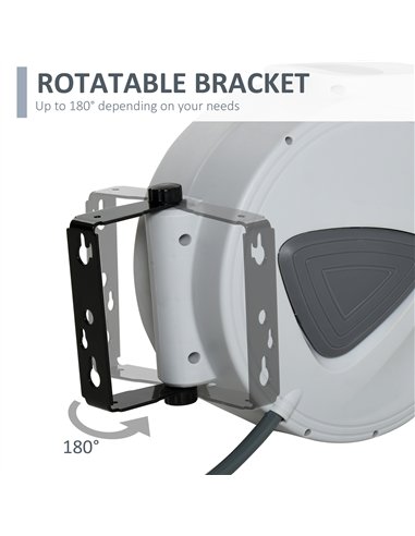 DURHAND Retractable Air Hose Reel 10m+ 90cm Hose Diameter 3/ 8" 9.5mm, Hose Connector 1/ 4" BSP, Wall Mount Auto Rewind Hose- Re