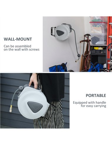 DURHAND Retractable Air Hose Reel 10m+ 90cm Hose Diameter 3/ 8" 9.5mm, Hose Connector 1/ 4" BSP, Wall Mount Auto Rewind Hose- Re