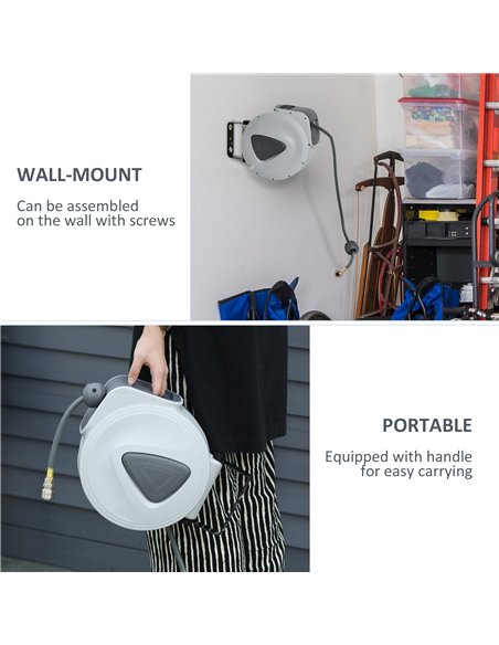 DURHAND Retractable Air Hose Reel 10m+ 90cm Hose Diameter 3/ 8" 9.5mm, Hose Connector 1/ 4" BSP, Wall Mount Auto Rewind Hose- Re - pic 134152 | FastDaddyshop