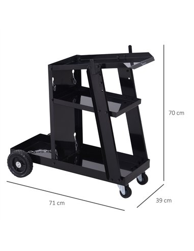 DURHAND Welding Cart Welder Trolley Garage for Gas Bottles w/ Safety Chain, Wheels, Black
