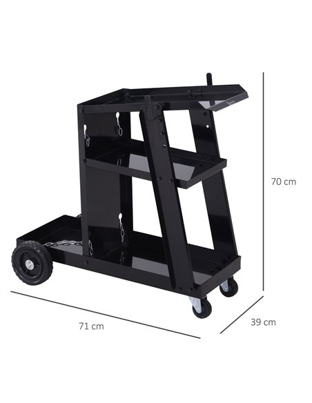 DURHAND Welding Cart Welder Trolley Garage for Gas Bottles w/ Safety Chain, Wheels, Black - pic 134158 | FastDaddyshop