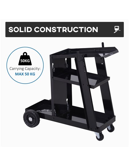 DURHAND Welding Cart Welder Trolley Garage for Gas Bottles w/ Safety Chain, Wheels, Black - pic 134161 | FastDaddyshop