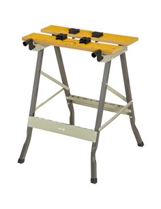 DURHAND 4-in-1 Work Bench, Saw Horse Folding Clamp Table w/ 4 Adjustable Clamping Pegs for DIY Home Garage, Grey