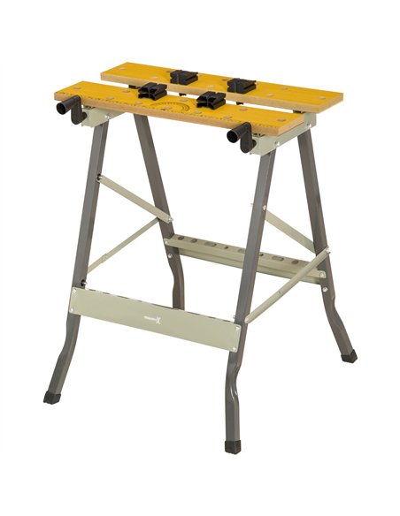 DURHAND 4-in-1 Work Bench, Saw Horse Folding Clamp Table w/ 4 Adjustable Clamping Pegs for DIY Home Garage, Grey - pic 134165 | FastDaddyshop