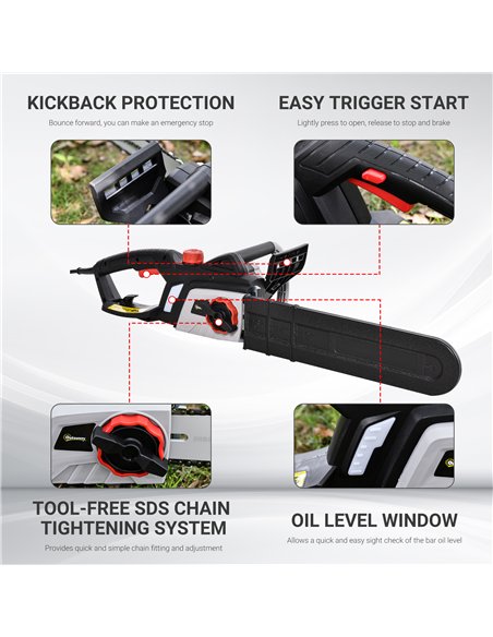 DURHAND 1600W Electric Chainsaw with Double Brake, Tool-Free Chain Tensioning and 40cm Guide Bar and Chain, Power Saw to Cut Woo - pic 134179 | FastDaddyshop