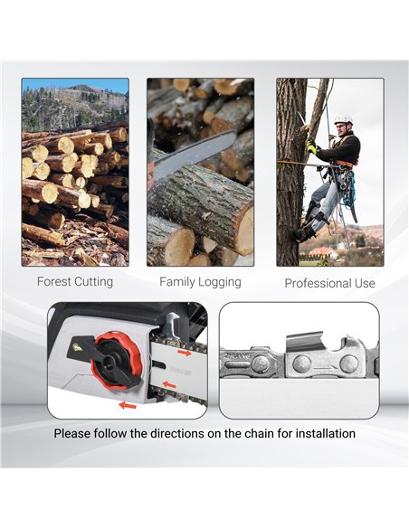 DURHAND 1600W Electric Chainsaw with Double Brake, Tool-Free Chain Tensioning and 40cm Guide Bar and Chain, Power Saw to Cut Woo - pic 134180 | FastDaddyshop