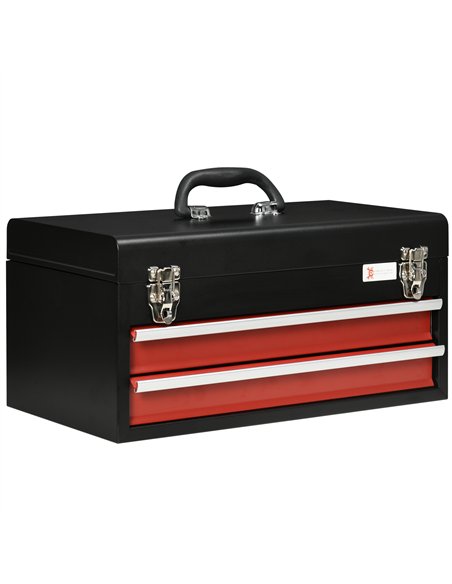 DURHAND 2 Drawer Tool Chest, Lockable Metal Tool Box with Ball Bearing Runners, Portable Toolbox, 460mm x 240mm x 220mm, Black - pic 134183 | FastDaddyshop