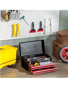 DURHAND 2 Drawer Tool Chest, Lockable Metal Tool Box with Ball Bearing Runners, Portable Toolbox, 460mm x 240mm x 220mm, Black 2