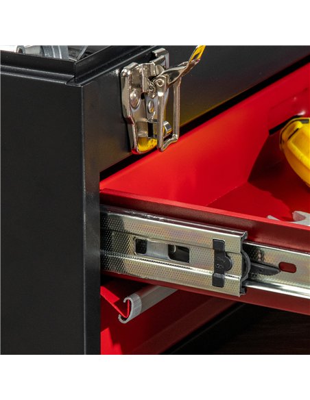 DURHAND 2 Drawer Tool Chest, Lockable Metal Tool Box with Ball Bearing Runners, Portable Toolbox, 460mm x 240mm x 220mm, Black - pic 134191 | FastDaddyshop