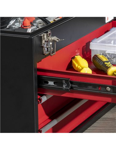 DURHAND 3 Drawer Tool Chest, Lockable Metal Tool Box with Ball Bearing Runners, Portable Toolbox, 510mm x 220mm x 320mm, Black